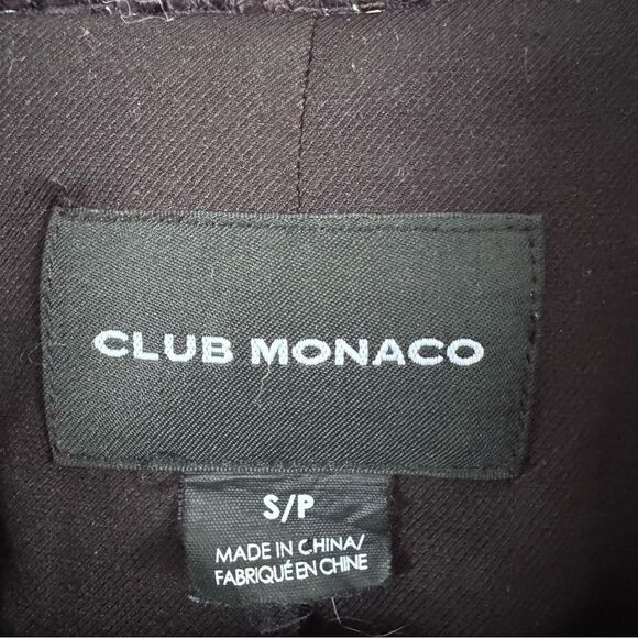 Club Monaco Women's Black Sparkly Fringed Tweed Moto Jacket Zippered Size Small - Picture 6 of 8